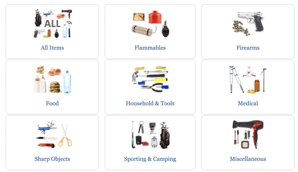 southwest baggage prohibited items