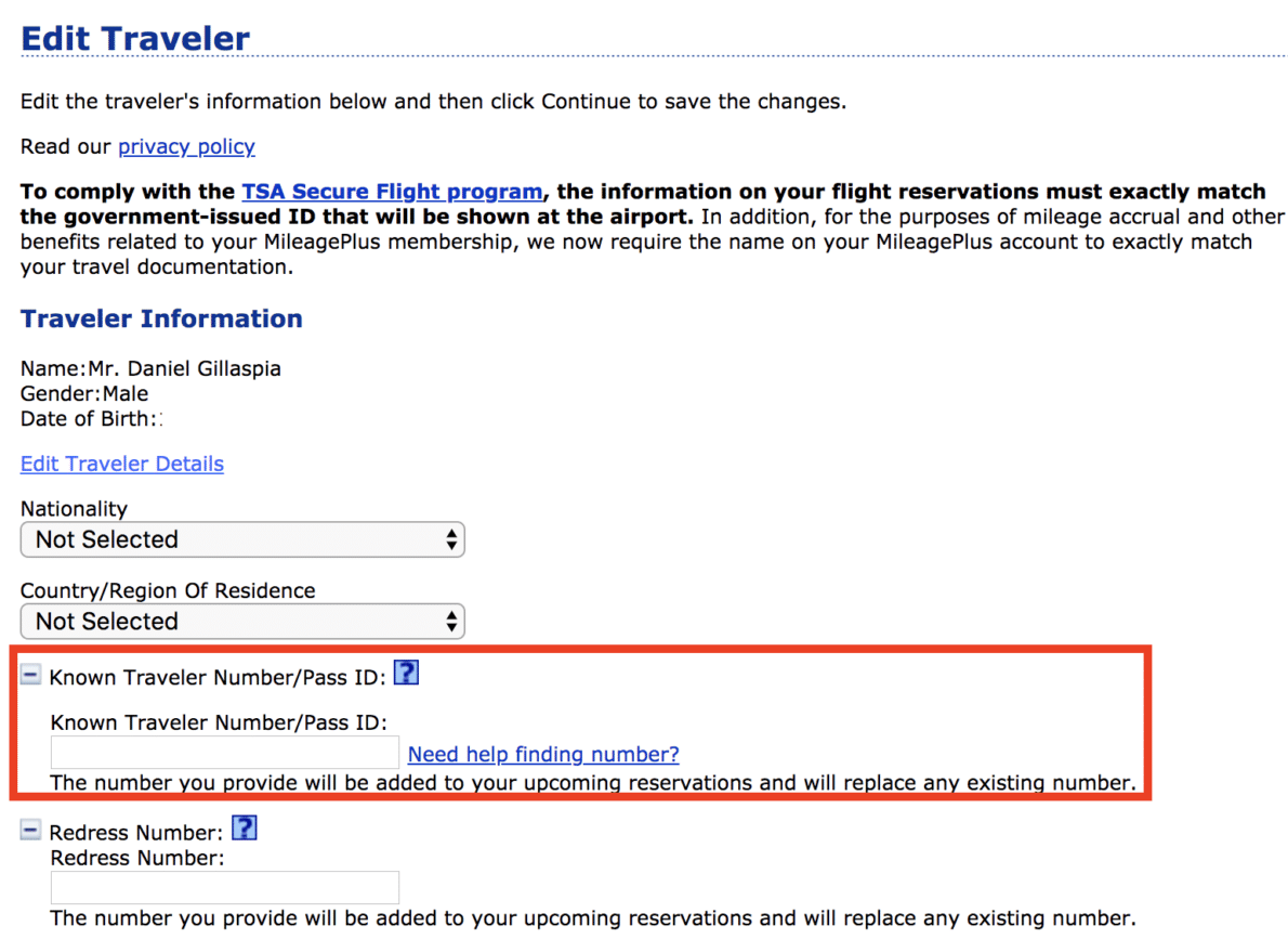 Where To Find Known Traveler Number On Card