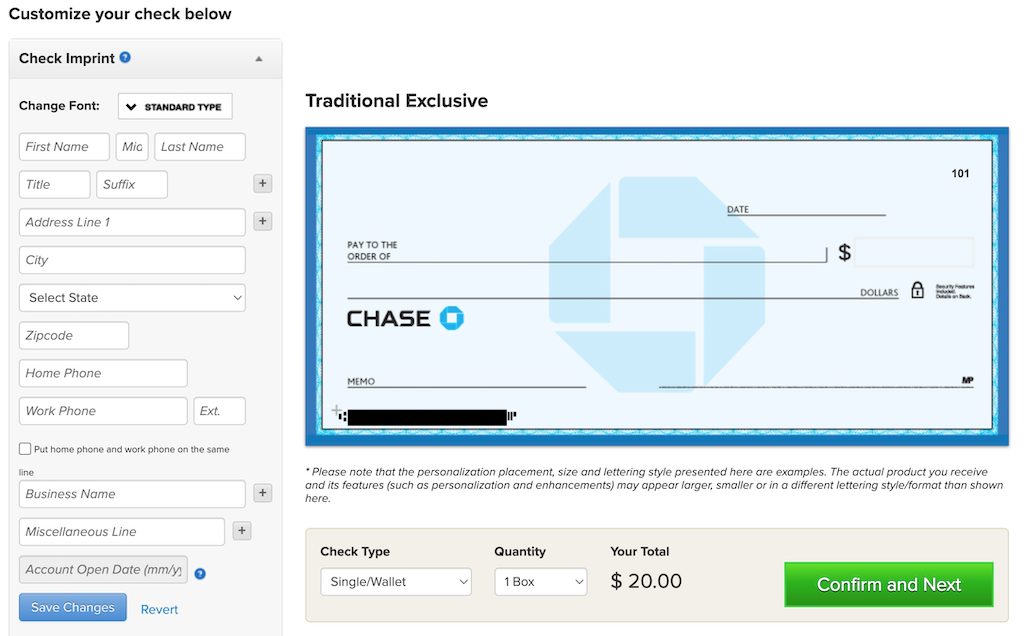 chase personal check